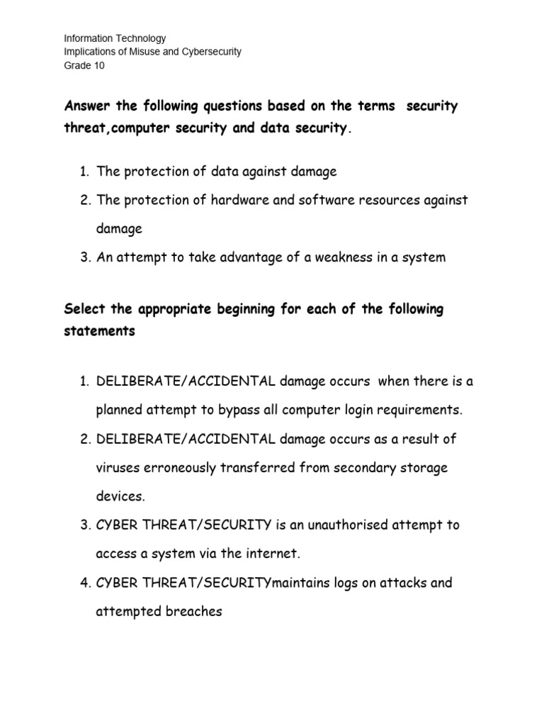 Copy of -Template- Cyber Security Activity | PDF