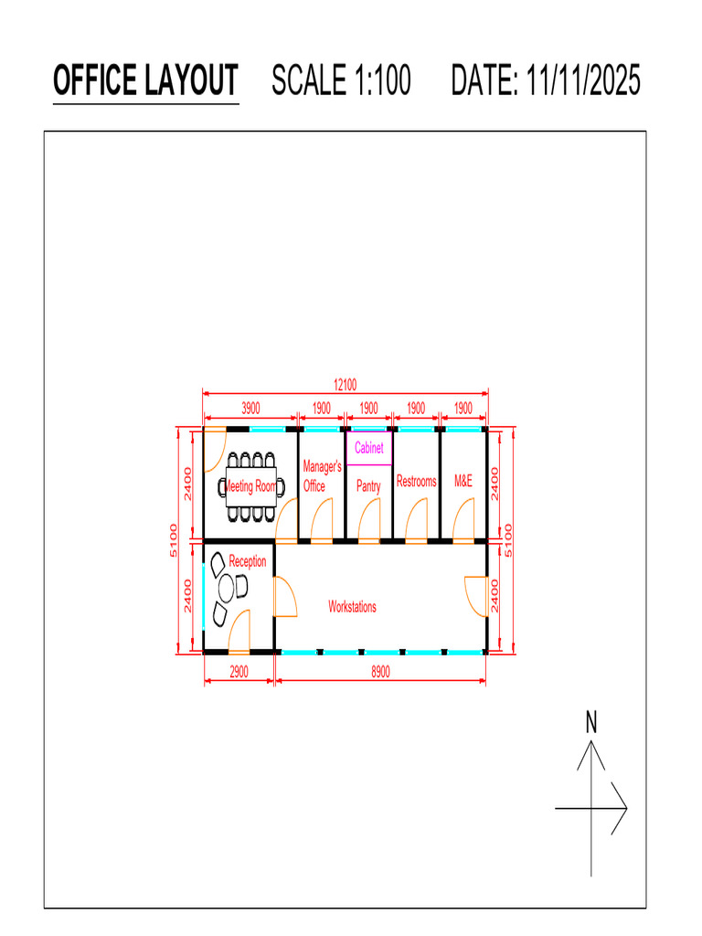 Office Layout Plan 1:100 Scale | PDF