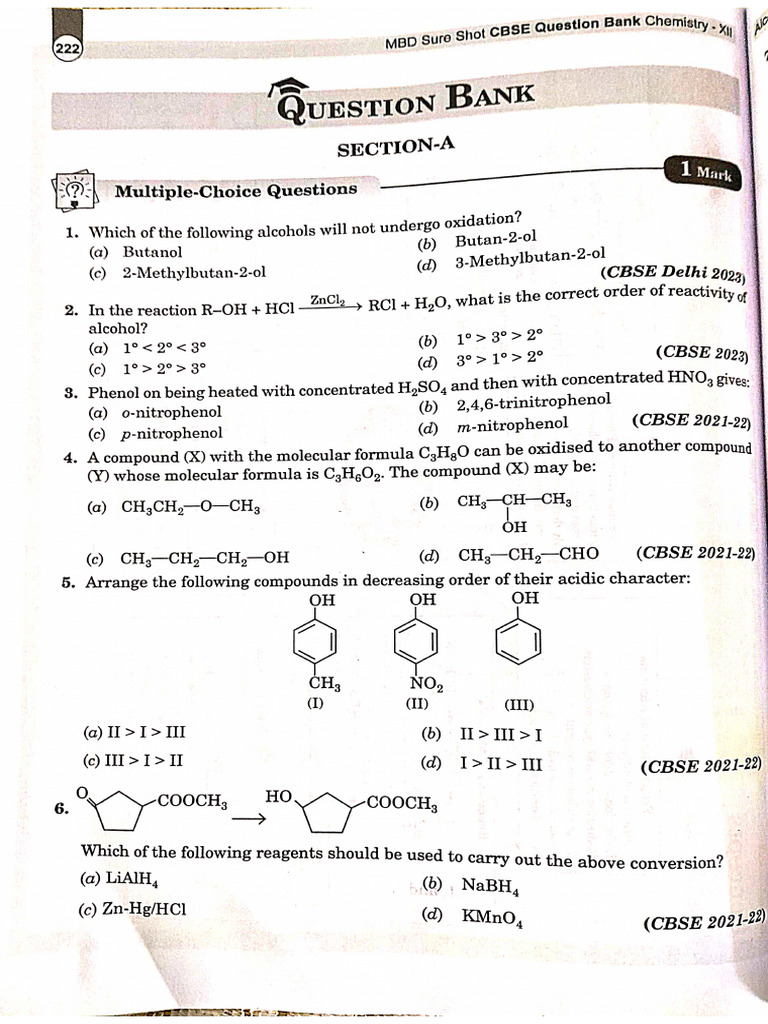 PYQ Alcohol,Phenol and Ethers | PDF