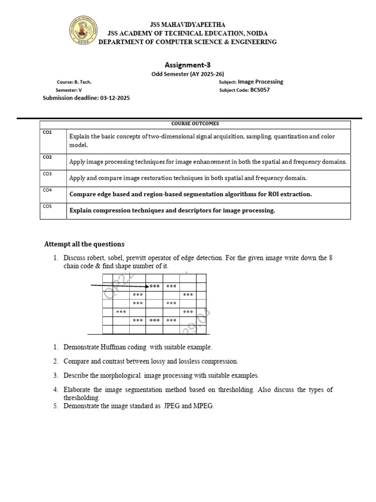 Image Processing Assignment for B. Tech | PDF