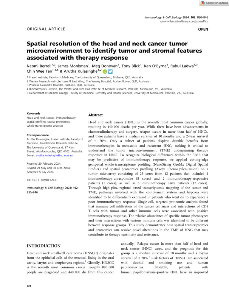 Tumor Microenvironment in Head and Neck Cancer | PDF | Cancer | Medical ...