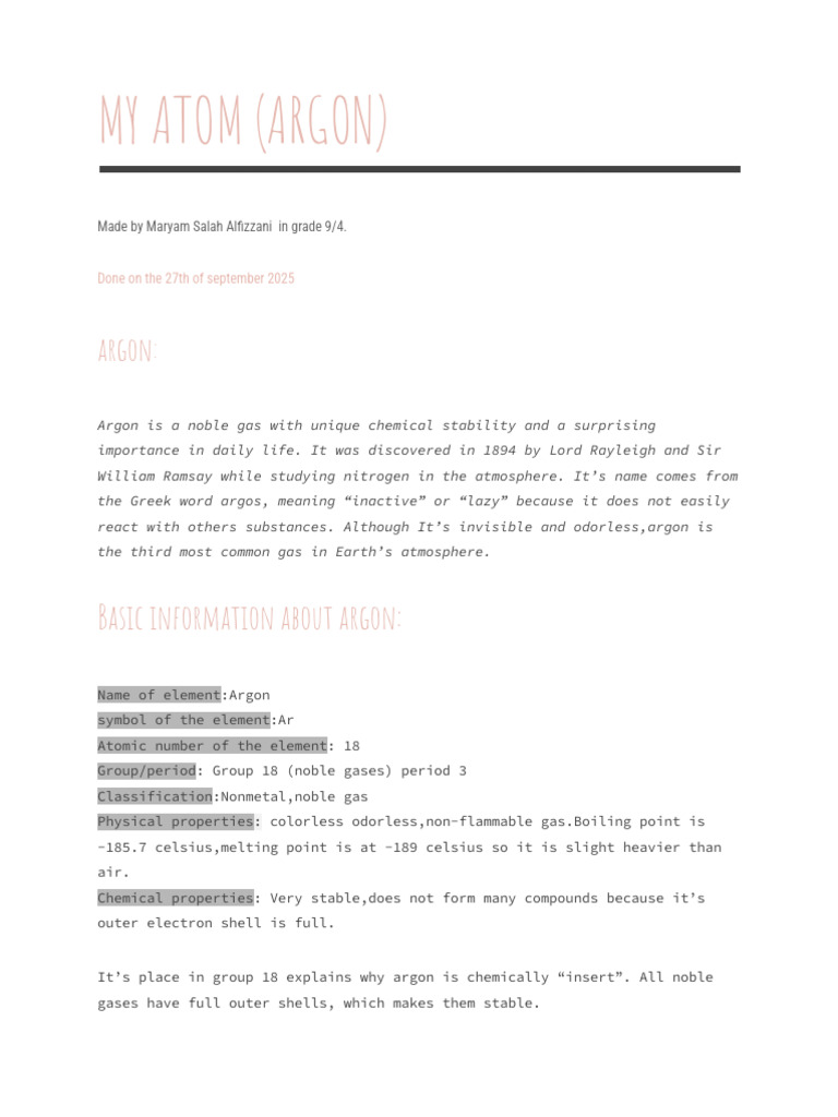 My Atom Argon | PDF