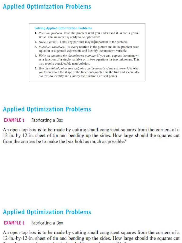 Applied Optimization & LHopitals Rule | PDF