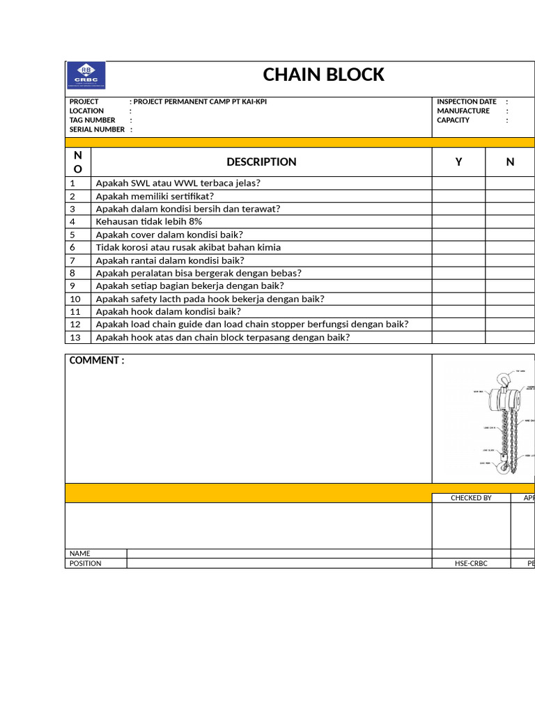 Form Checklist Chain Block | PDF