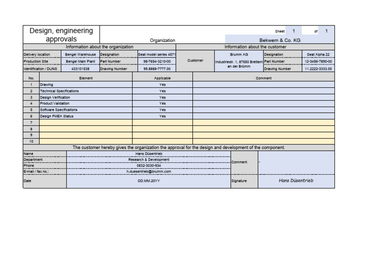 Design Approval Document for Component | PDF
