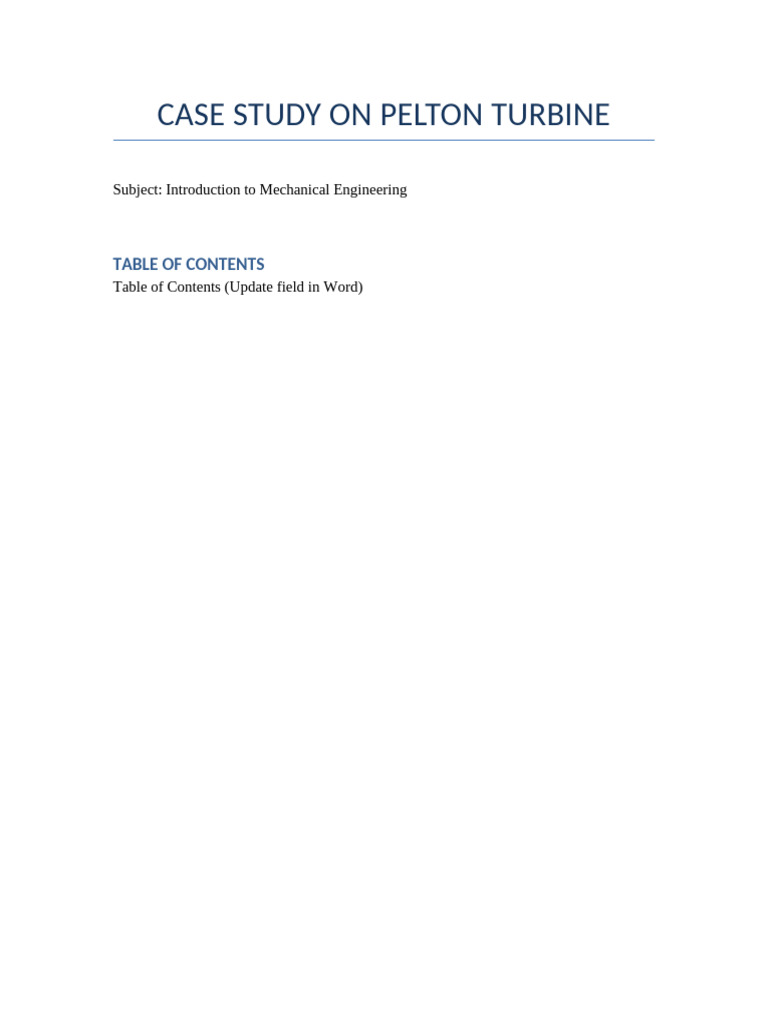 Pelton Turbine Case Study Analysis | PDF | Turbine | Jet Engine