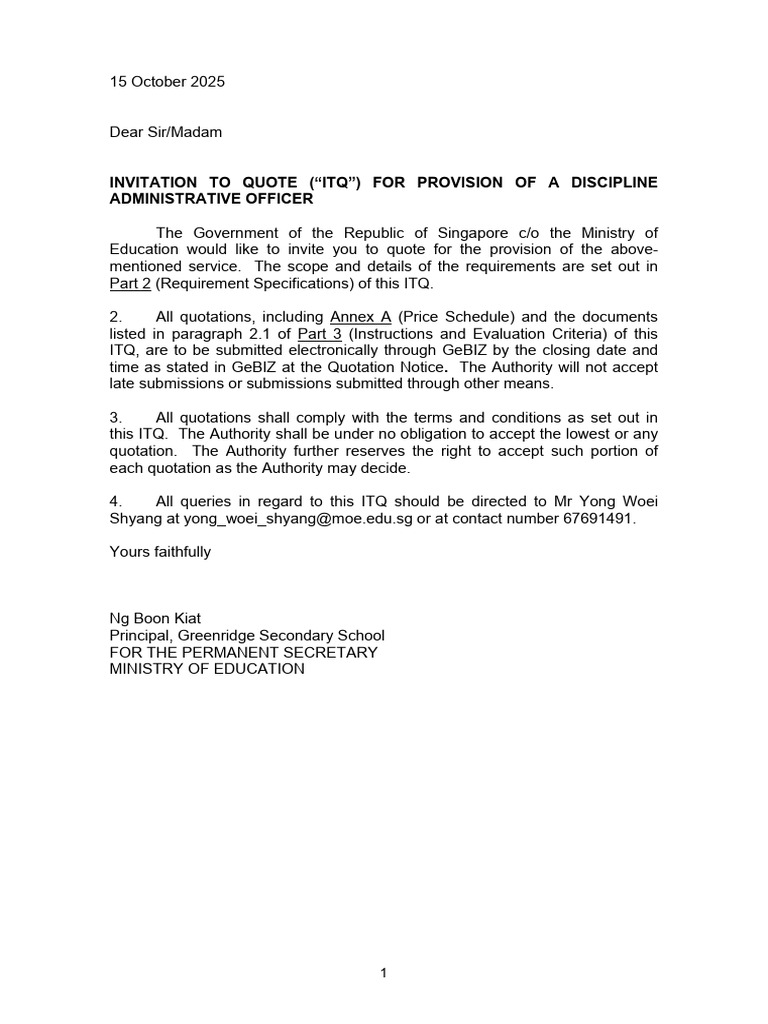 01 ITQ Req Specs - DAO For 2026 Final | PDF | Breach Of Contract ...
