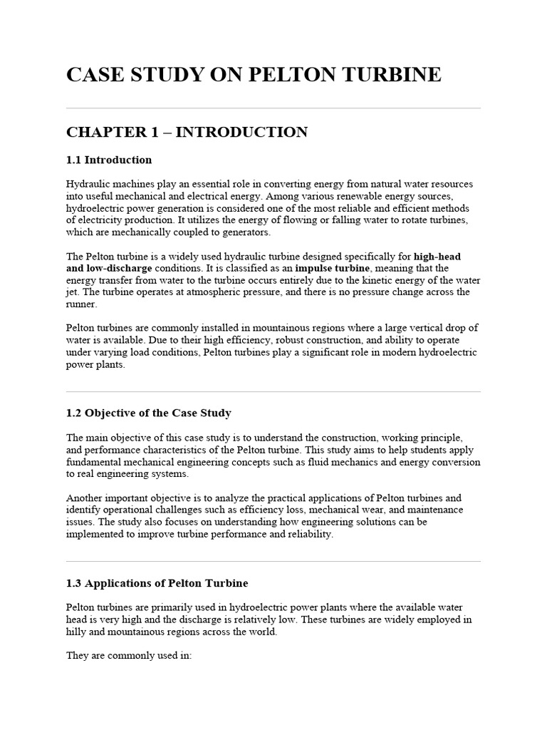 Pelton Turbine Case Study Analysis | PDF | Turbine | Jet Engine