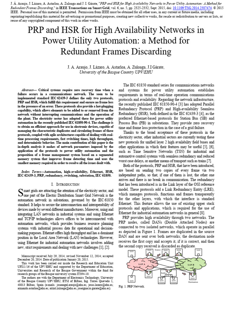 PRP and HSR for Power Utility Networks | PDF | Computer Network | Ethernet