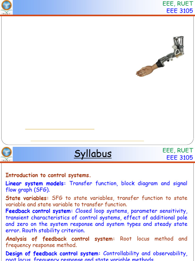 Control Systems Overview for EEE 3105 | PDF | Control Theory | Feedback
