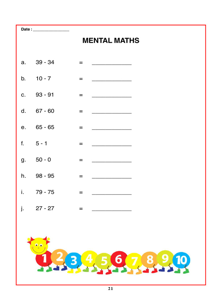 Mental Math and Number Stories Worksheets | PDF