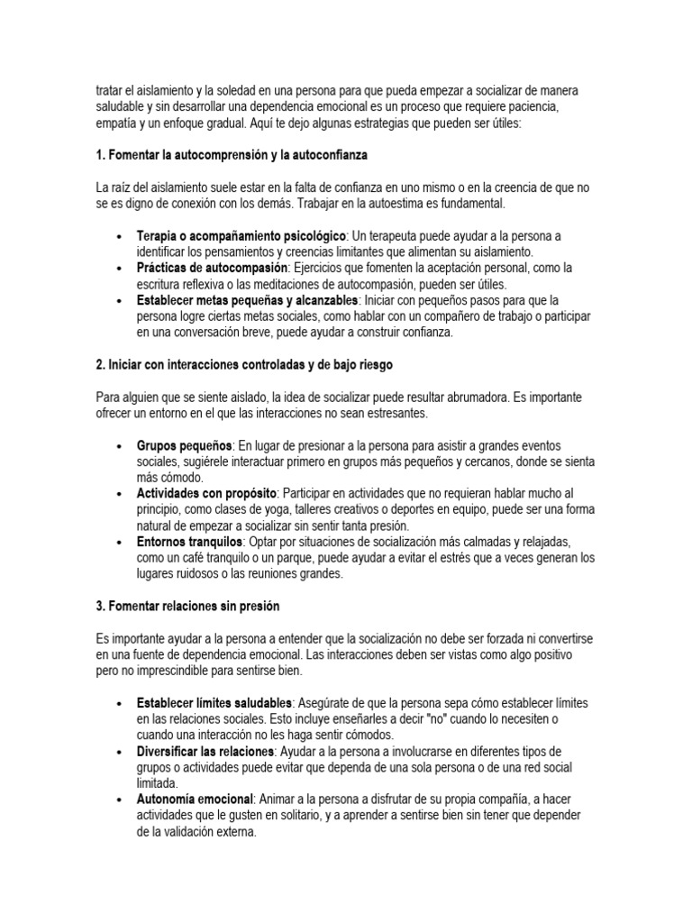 Estrategias para superar el aislamiento social | PDF | Terapia de ...