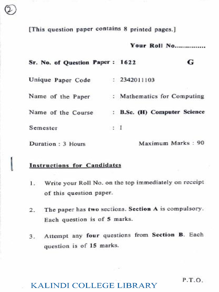 Mathematics for Computeing Pyq 2022 | PDF
