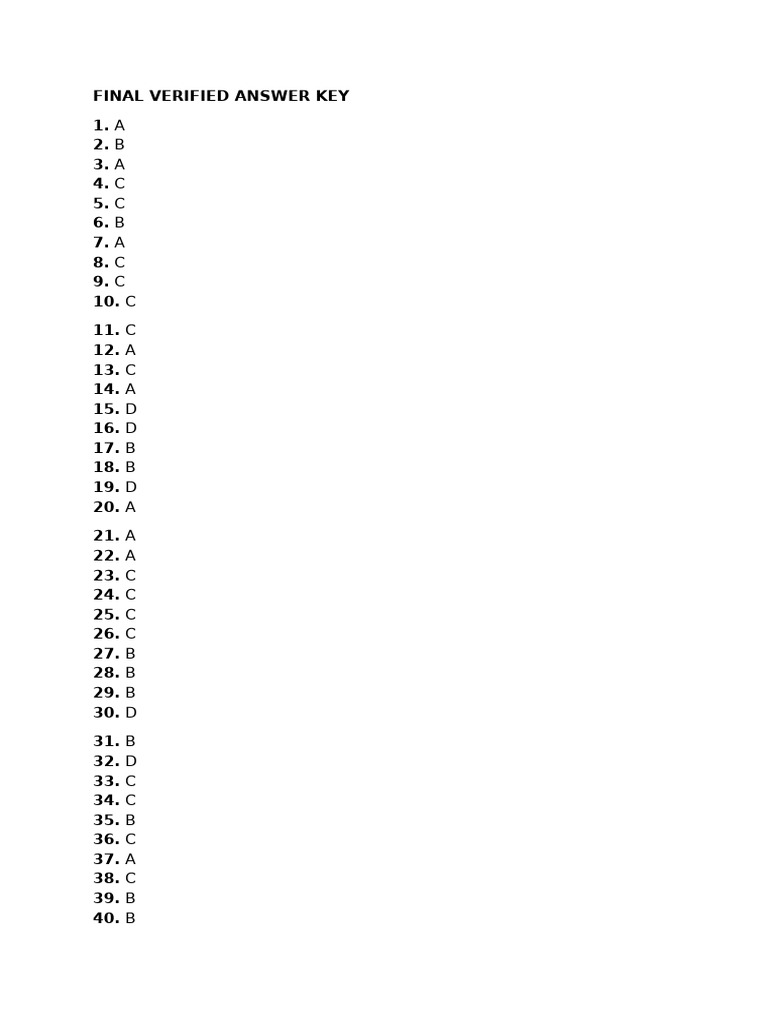 Final Answer Key for Assessment | PDF