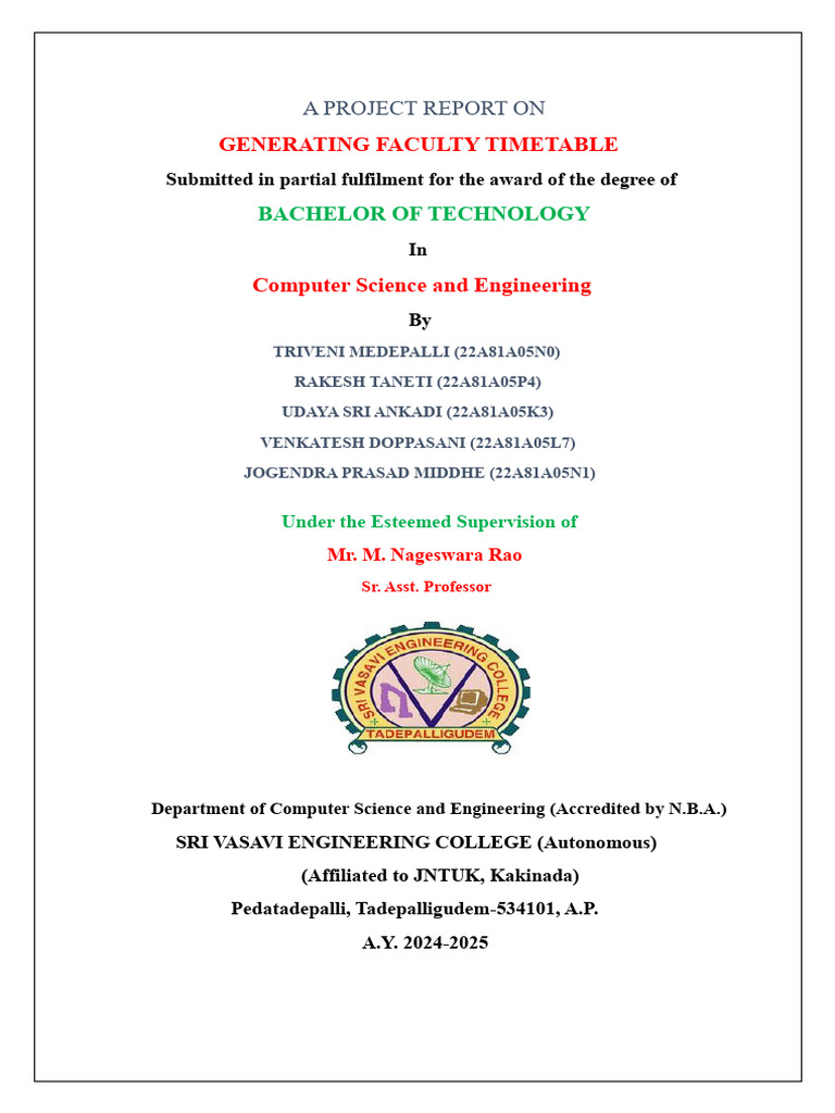 Faculty Timetable Generation Project | PDF | Python (Programming ...
