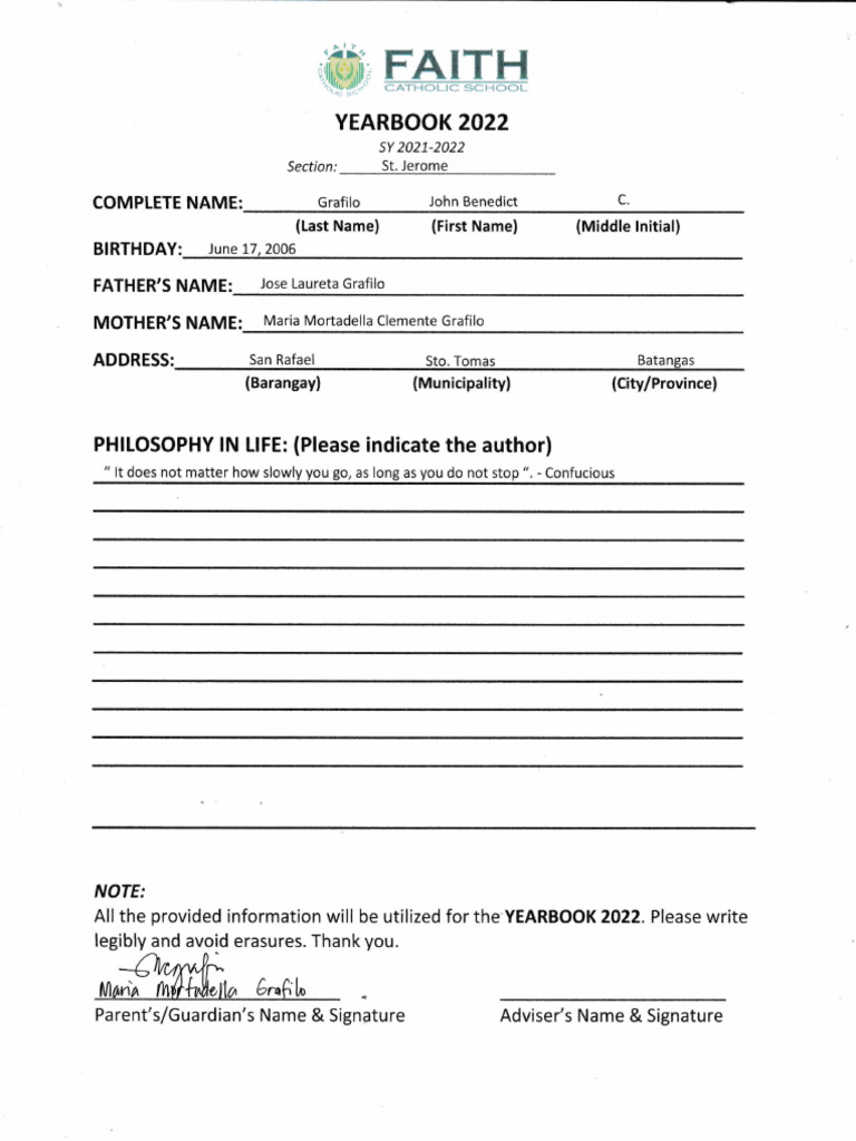 Yearbook Entry for John Grafilo 2022 | PDF