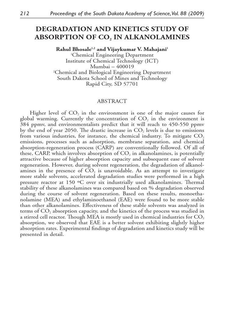 CO2 Absorption Kinetics in Alkanolamines | PDF