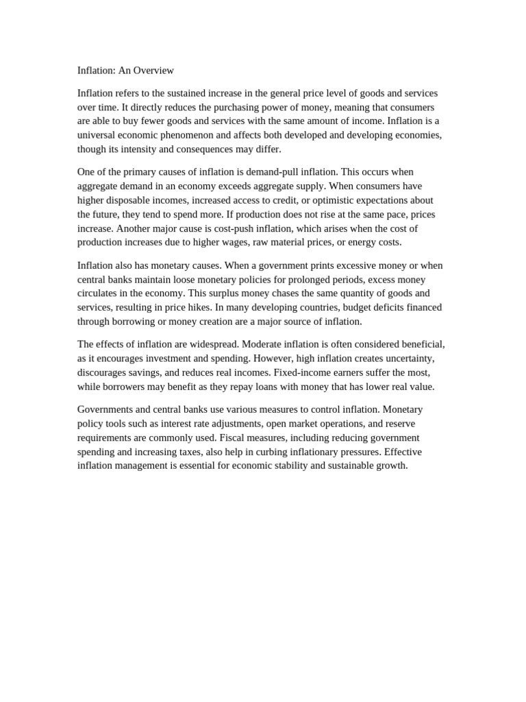 Understanding Inflation Causes and Effects | PDF