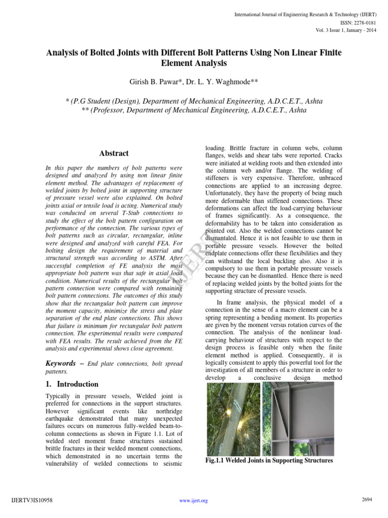 Analysis of Bolted Joints With Different | PDF