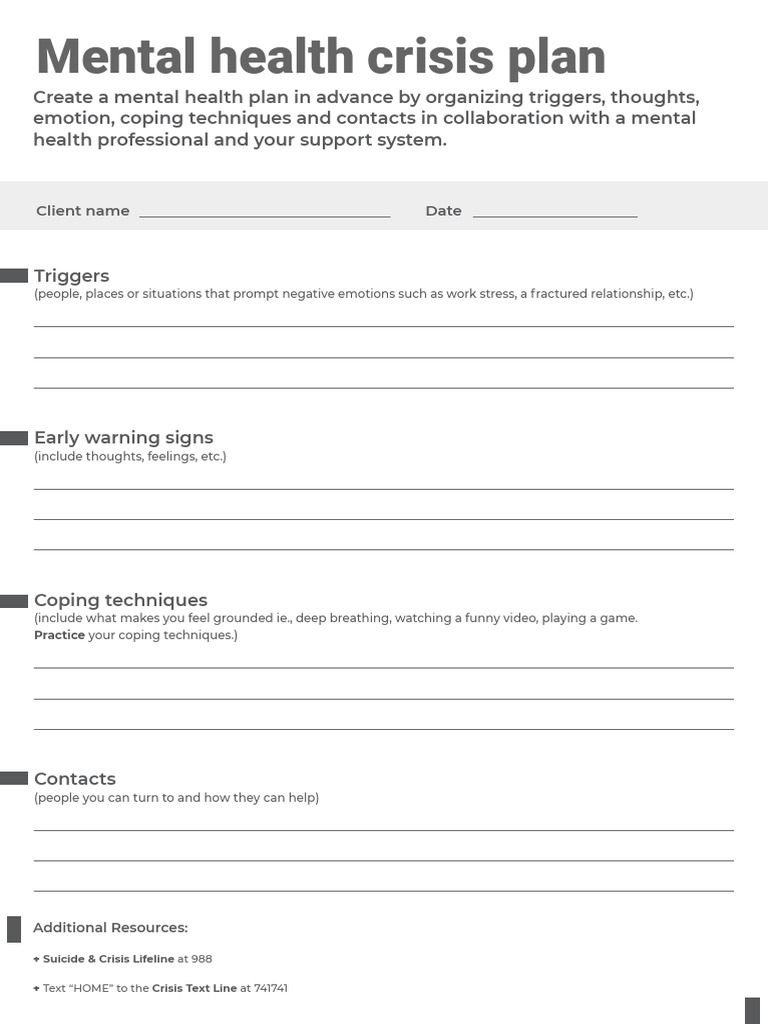 Mental Health Crisis Plan Guide | PDF