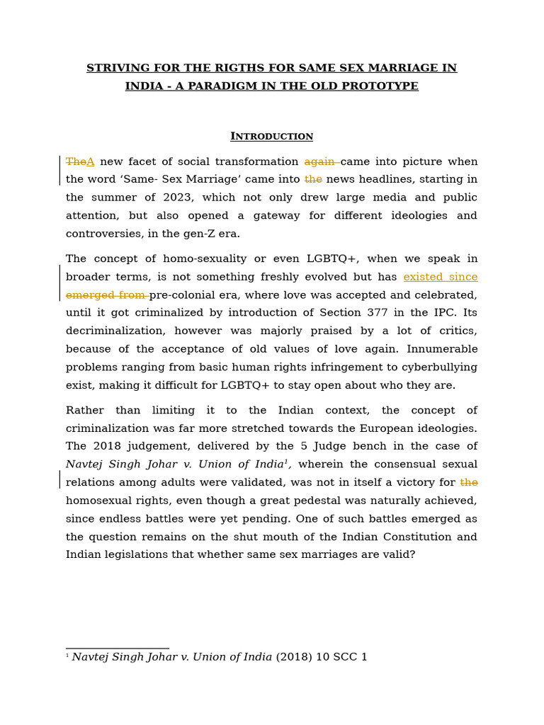 Same-Sex Marriage Rights in India | PDF | Same Sex Marriage | Human ...