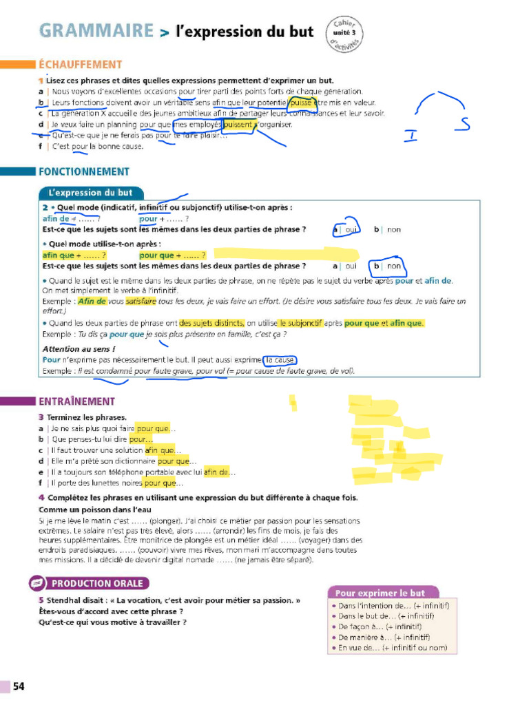 Expressions du but en français | PDF | Phrase | Verbe