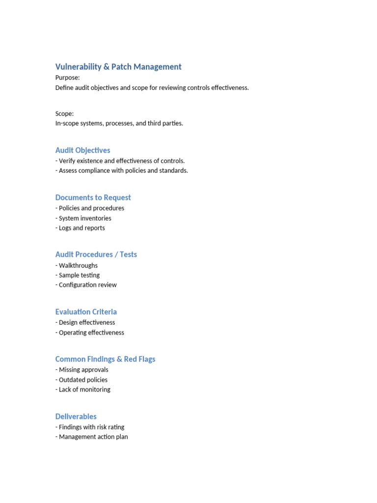 Vulnerability & Patch Management Audit Guide | PDF