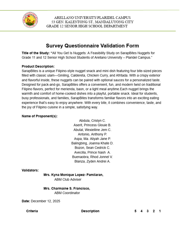Survey-Questionnaire-Validation-Form (1) | PDF | Foods | Cuisine