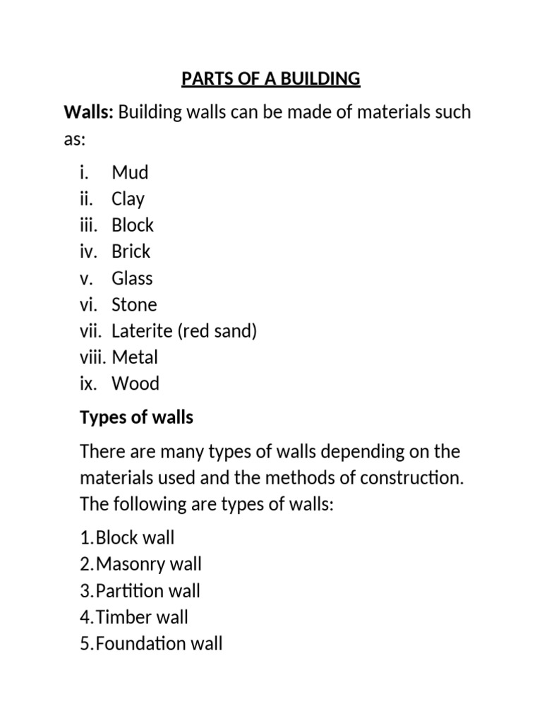 Building Components: Walls, Doors, Windows, Roofs | PDF