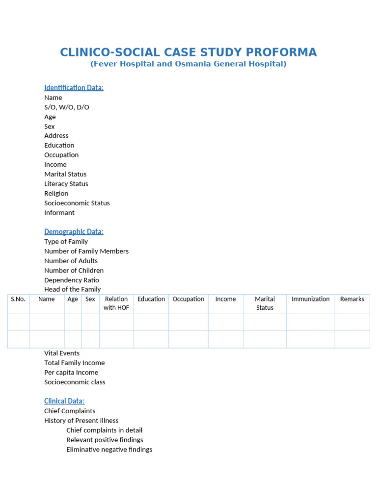Case Proforma - Fever&OGH | PDF | Toilet | Hygiene