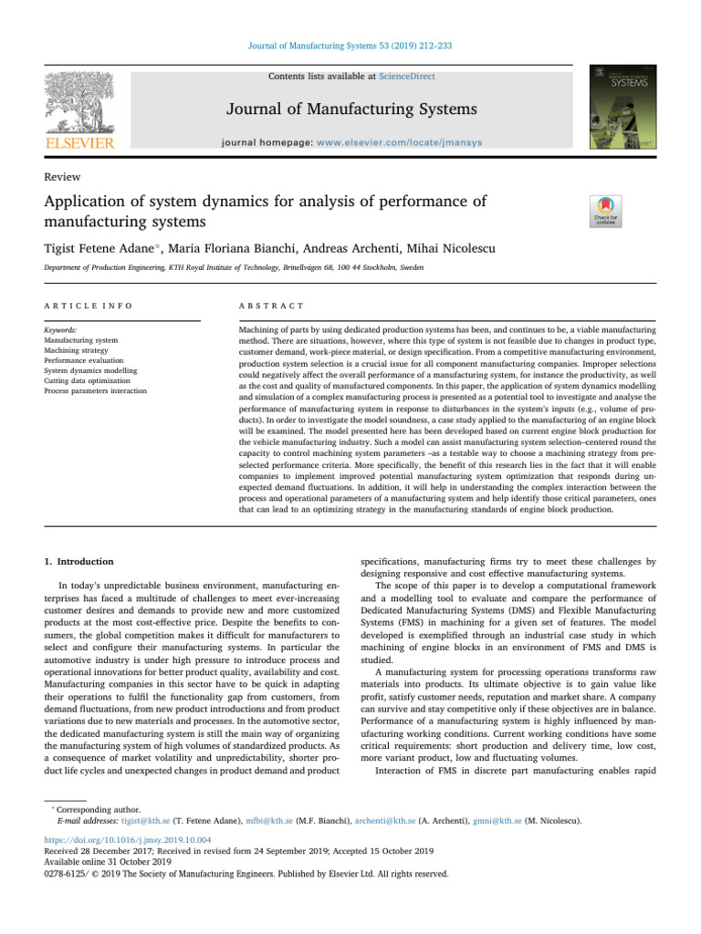 System Dynamics in Manufacturing Analysis | PDF | Simulation | System