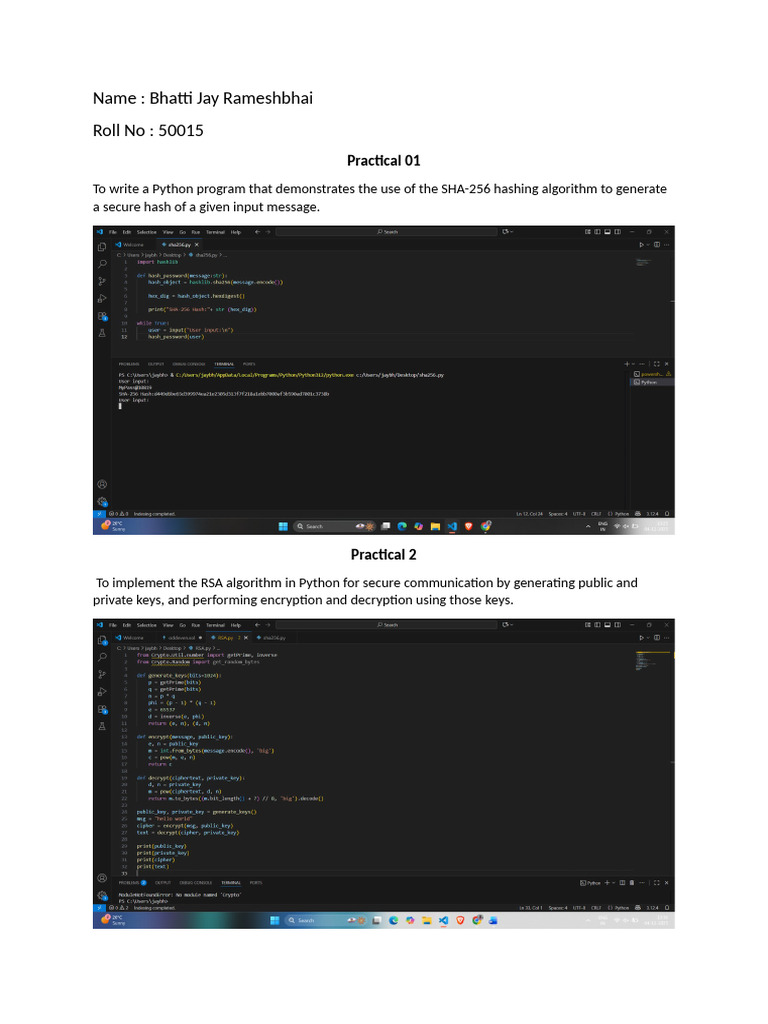 Python SHA-256 and RSA Implementation | PDF