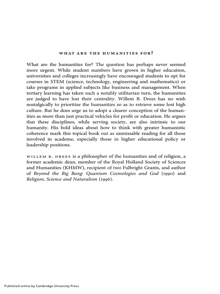 What Are The Humanities For | PDF | Humanities | Knowledge