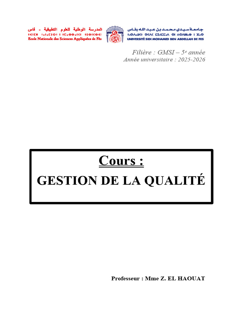 Gestion de la qualité en entreprise 2025-2026 | PDF | Management de la ...