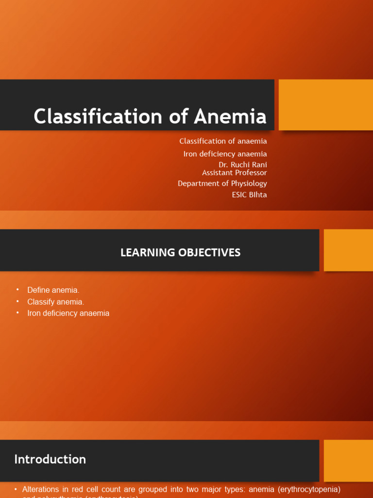 Classification of Ane | PDF | Anemia | Red Blood Cell