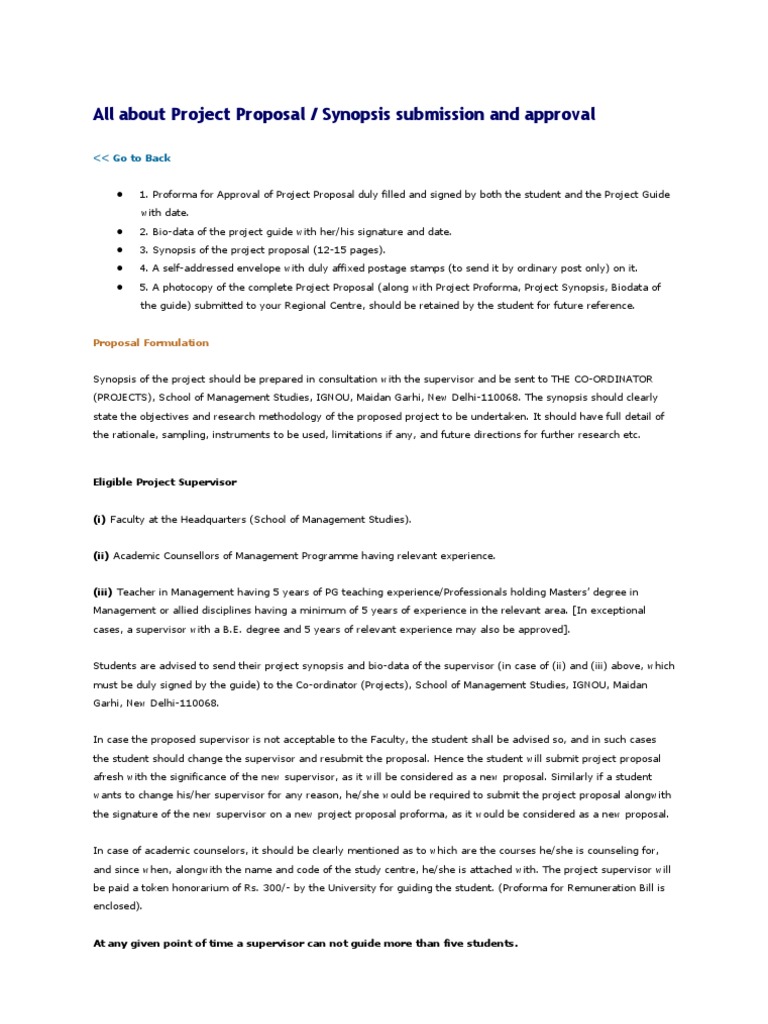 Proforma for approval of project proposal ignou picture