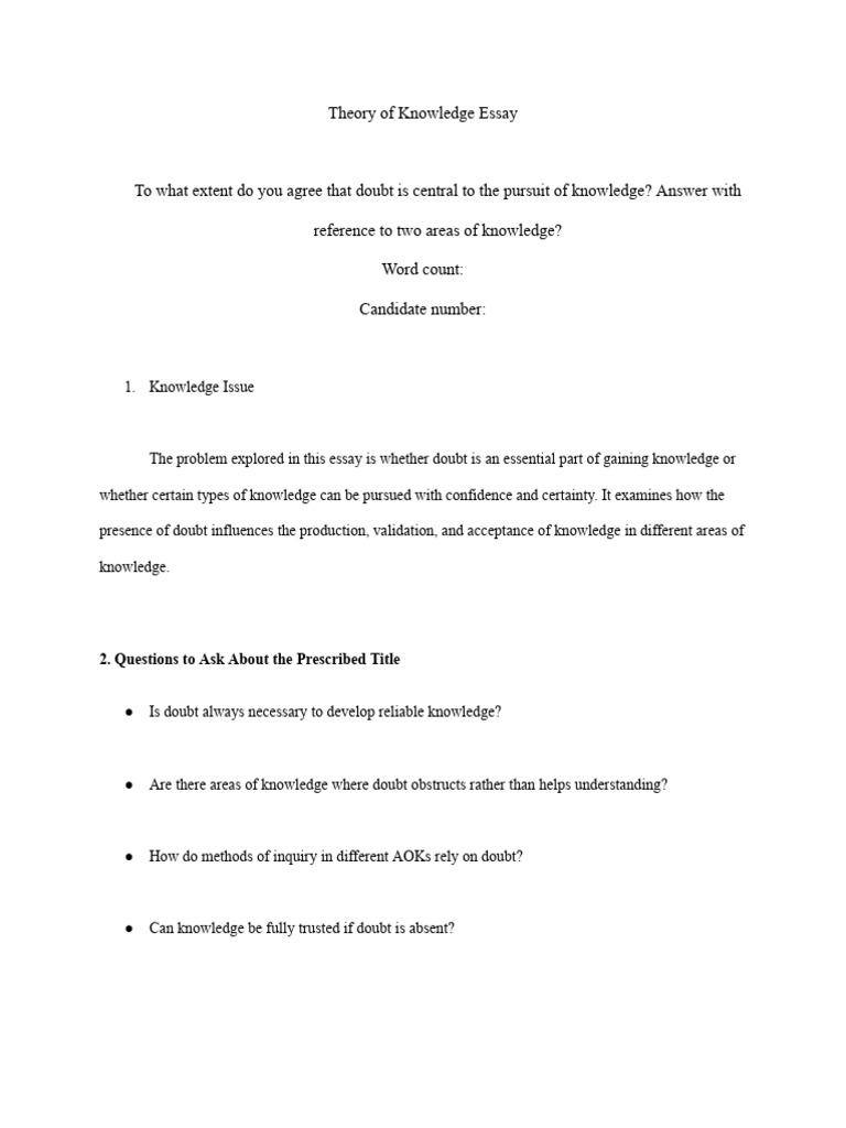 Theory Of Knowledge Essay | PDF | Knowledge | Science