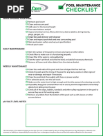 Pool Care Cheat Sheet | PDF | Water | Chemical Engineering