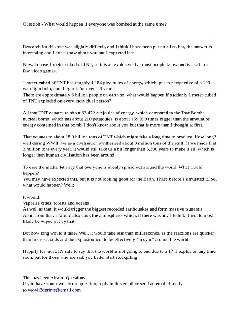 Absurd Questions Sent To My Inbox That I Answered Scientifically | PDF ...