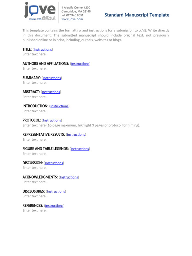 JoVE Manuscript Submission Template | PDF