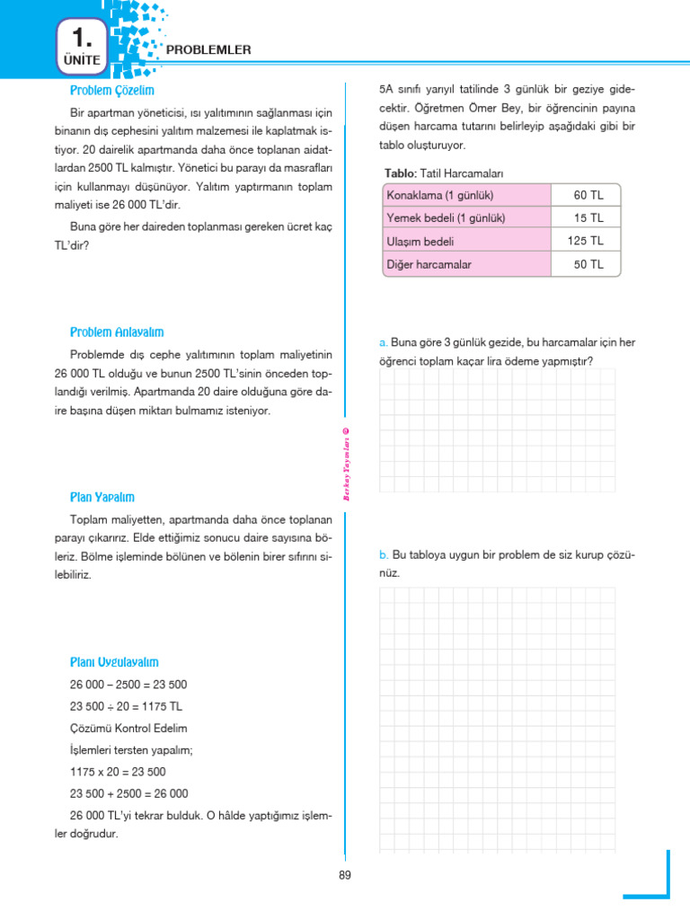 5.sinif Matematik Problemler Test Sorulari Ve Cevaplari | PDF