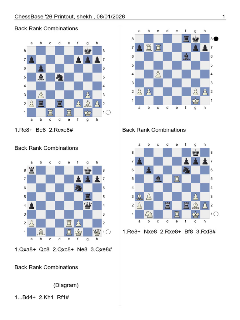 Back Rank Combinations in Chess | PDF