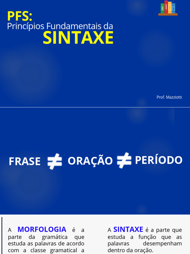 Princípios da Sintaxe e Morfologia | PDF | Assunto (gramática) | Pronome