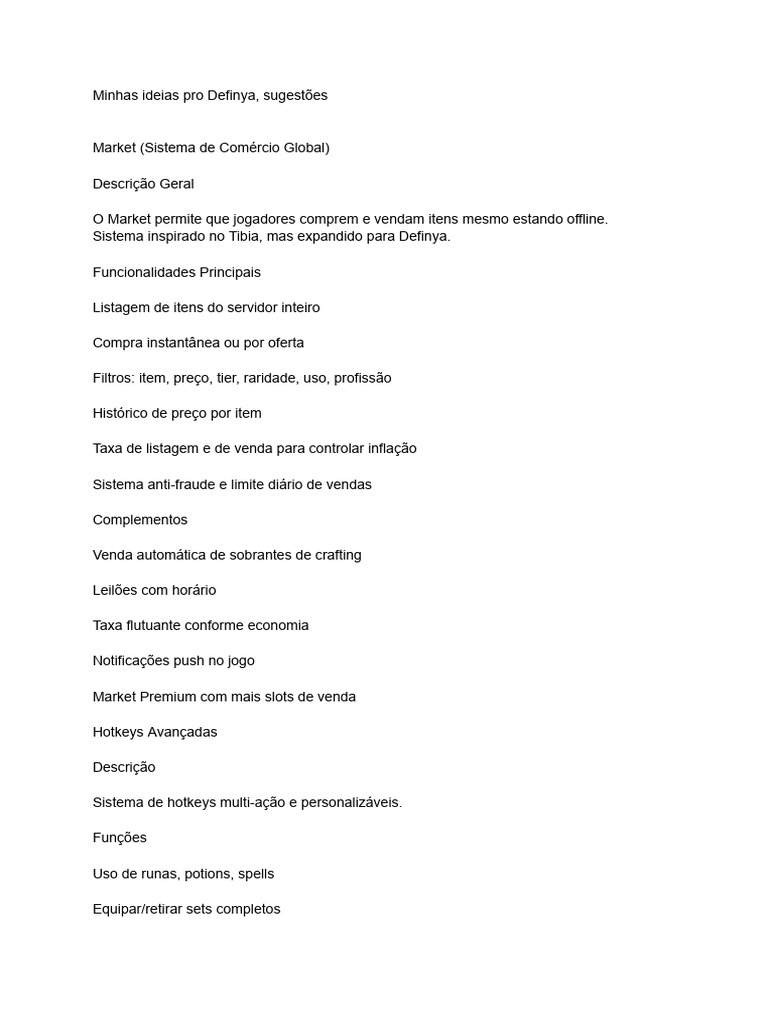 Minhas Ideias Pro Definya, Sugestões | PDF