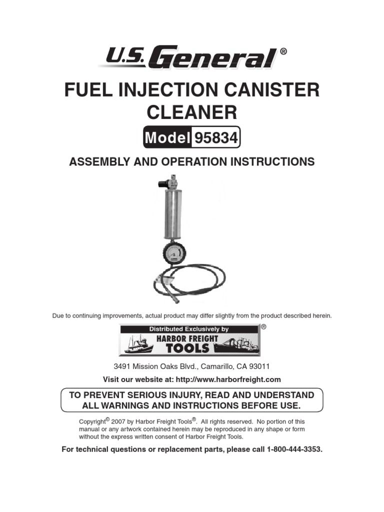 Fuel Injection Canister Cleaner Model 95834 PDF Throttle Fuel Injection