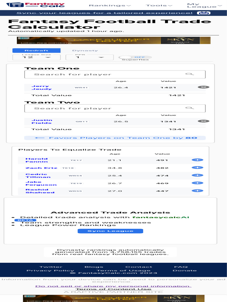 Fantasy Football Trade Analyzer Tool | PDF