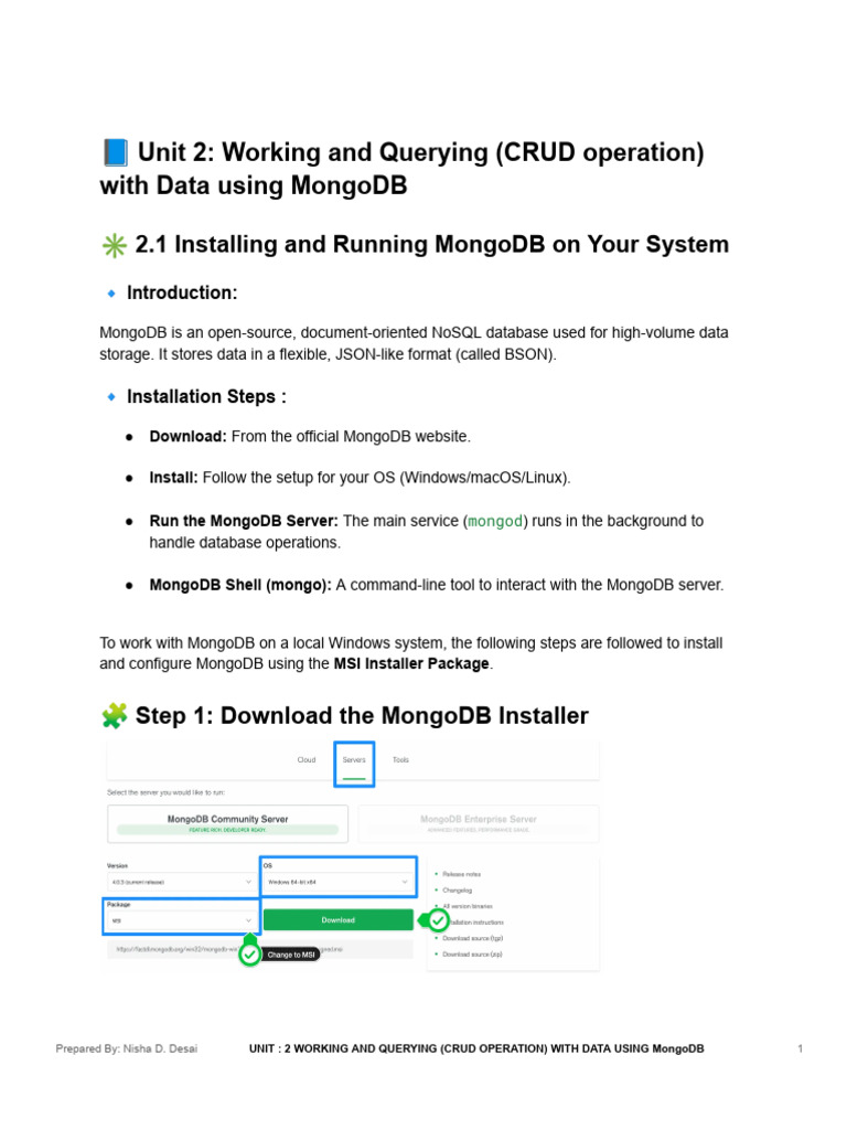 MongoDB Installation and CRUD Guide | PDF | Mongo Db | Databases