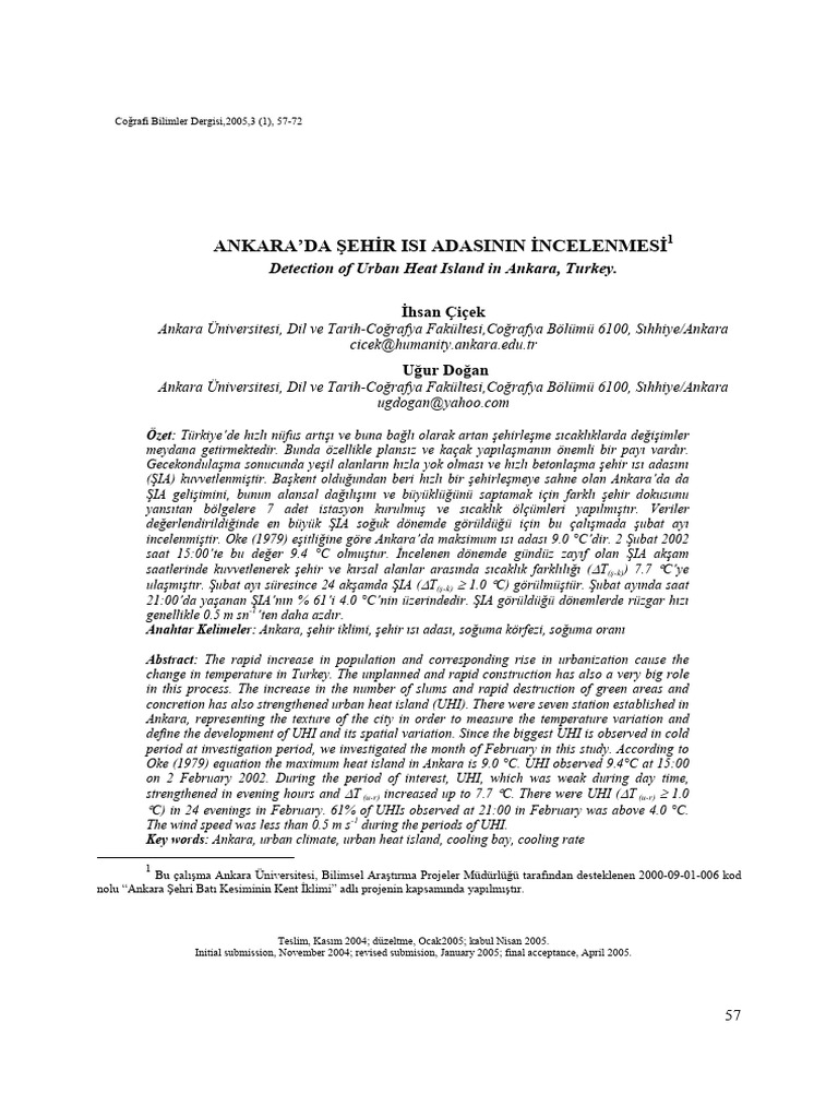 Sehir IsıAdasınınİncelenmesi | PDF