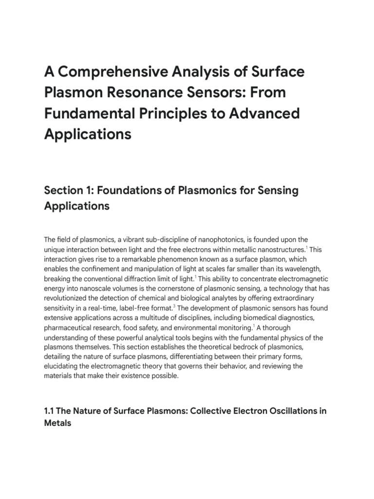 Surface Plasmon Resonance Sensors Guide | PDF | Surface Plasmon ...