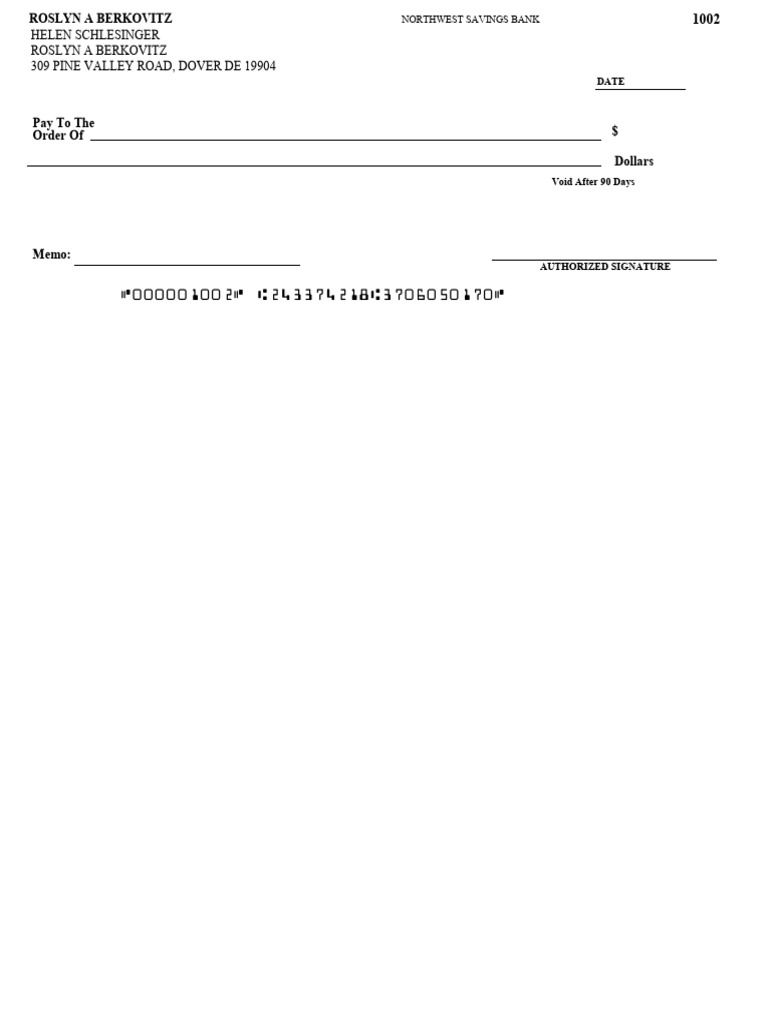 Bank Check Order Details for Schlesinger | PDF